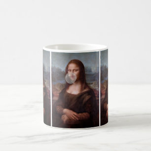 Mona Lisa blowing grey bubble gum Coffee Mug