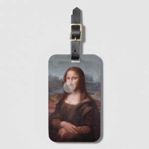 Mona Lisa blowing grey bubble gum Luggage Tag