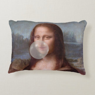 Mona Lisa blowing large bubble gum  Decorative Cushion