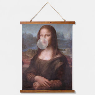 Mona Lisa blowing large bubble gum Hanging Tapestry