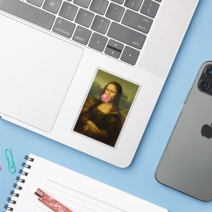 Mona Lisa Blowing Pink Bubble Gum