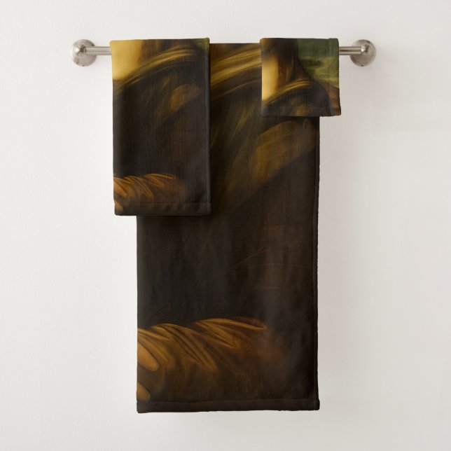 Mona Lisa Blowing Pink Bubble Gum Bath Towel Set (Insitu)