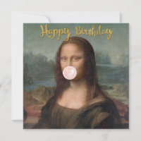 Mona Lisa Blowing Pink Bubble gum