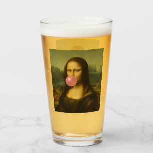 Mona Lisa Blowing Pink Bubble Gum Glass