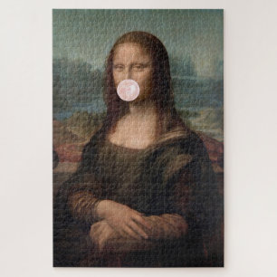 Mona Lisa Blowing Pink Bubble gum Jigsaw Puzzle