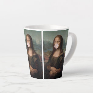 Mona Lisa Blowing Pink Bubble gum Latte Mug