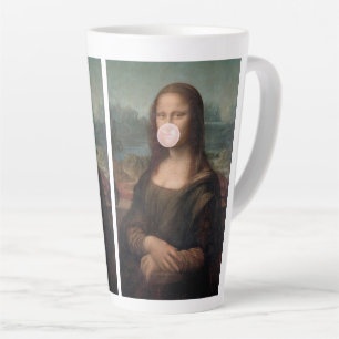 Mona Lisa Blowing Pink Bubble gum  Latte Mug