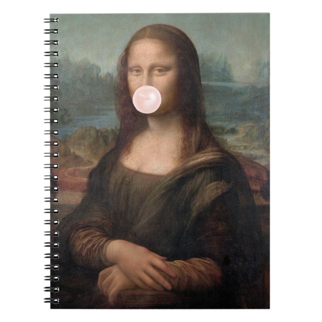Mona Lisa Blowing Pink Bubble gum  Notebook (Front)