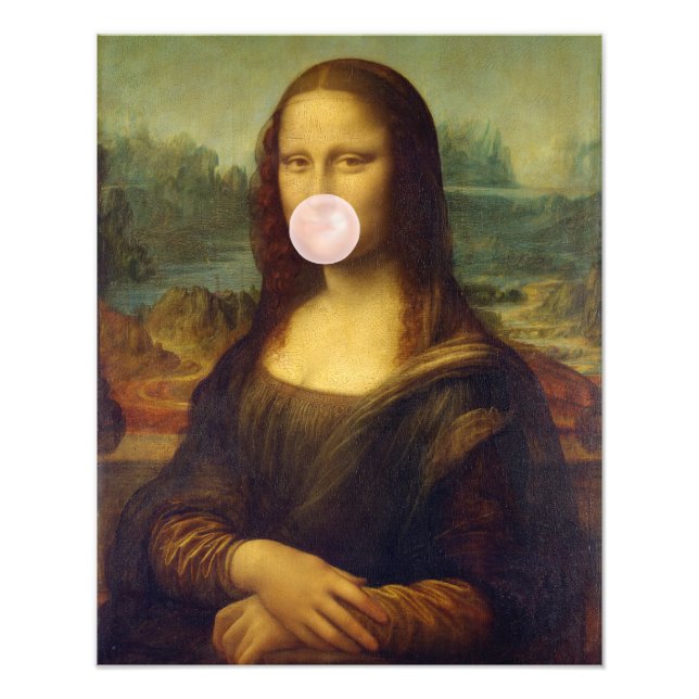Mona Lisa Blowing Pink Bubble gum  Photo Print (Front)