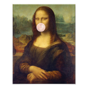 Mona Lisa Blowing Pink Bubble gum  Photo Print