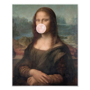 Mona Lisa Blowing Pink Bubble gum Photo Print