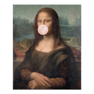 Mona Lisa Blowing Pink Bubble gum  Photo Print