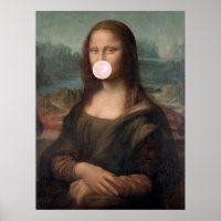 Mona Lisa Blowing Pink Bubble gum