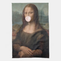 Mona Lisa Blowing Pink Bubble gum   