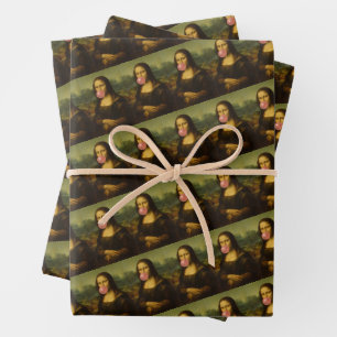 Mona Lisa Blowing Pink Bubble Gum Wrapping Paper Sheet