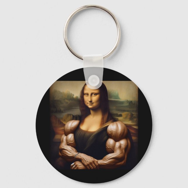 Mona Lisa Bodybuilding Funny Gift 1  Key Ring (Front)