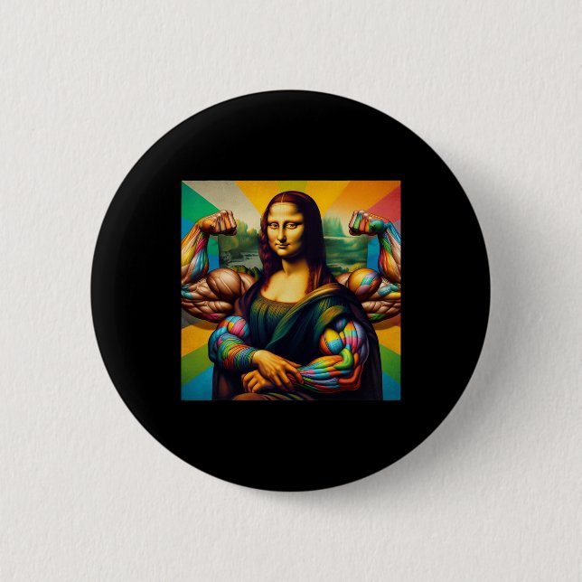Mona Lisa Bodybuilding Funny Gift 2  6 Cm Round Badge (Front)