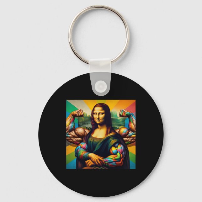 Mona Lisa Bodybuilding Funny Gift 2  Key Ring (Front)