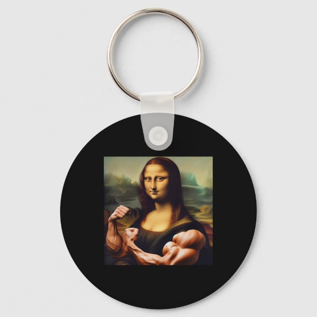Mona Lisa Bodybuilding Funny Gift 3  Key Ring (Front)