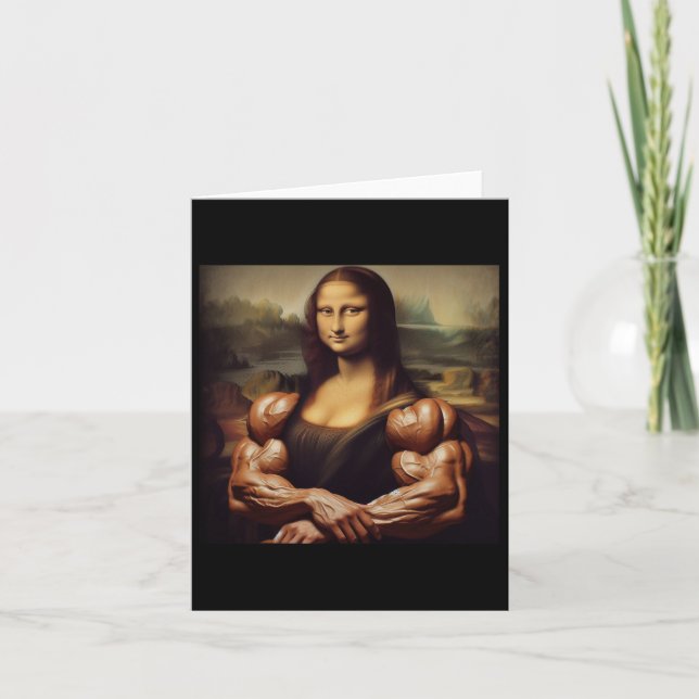 Mona Lisa Bodybuilding Funny Gift 4  Card (Front)