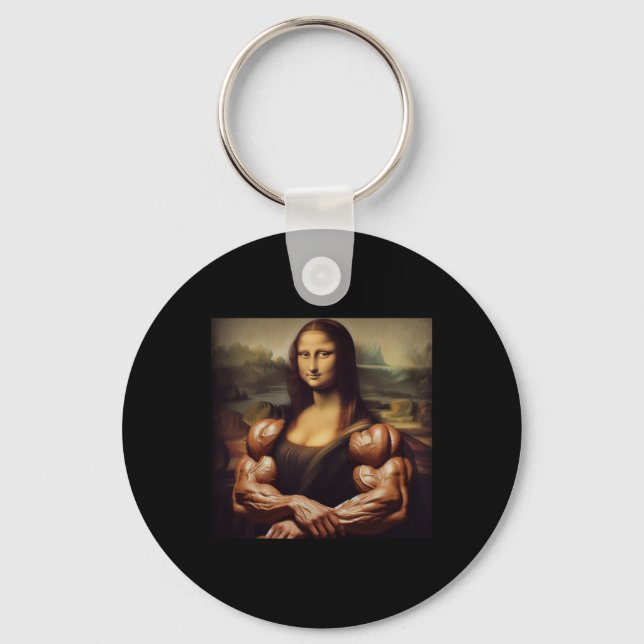 Mona Lisa Bodybuilding Funny Gift 4  Key Ring (Front)