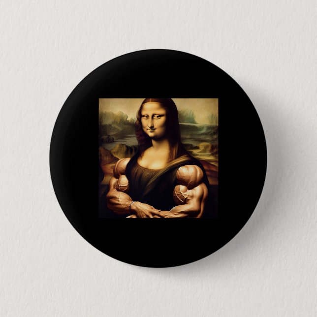 Mona Lisa Bodybuilding Funny Gift  6 Cm Round Badge (Front)