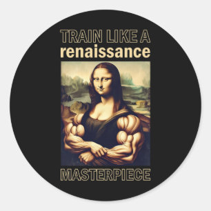Mona Lisa Bodybuilding Muscle Gym Weightlifting Wo Classic Round Sticker