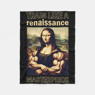Mona Lisa Bodybuilding Muscle Gym Weightlifting Wo Fleece Blanket