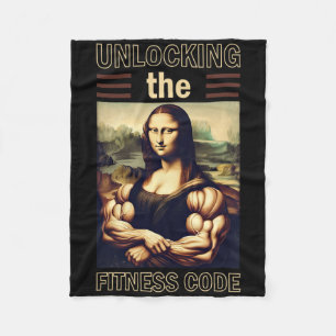 Mona Lisa Bodybuilding Muscle Gym Weightlifting Wo Fleece Blanket