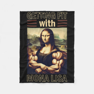 Mona Lisa Bodybuilding Muscle Gym Weightlifting Wo Fleece Blanket
