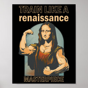Mona Lisa Bodybuilding Muscle Gym Weightlifting Wo Poster