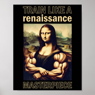 Mona Lisa Bodybuilding Muscle Gym Weightlifting Wo Poster