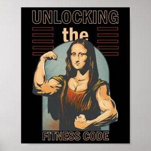 Mona Lisa Bodybuilding Muscle Gym Weightlifting Wo Poster