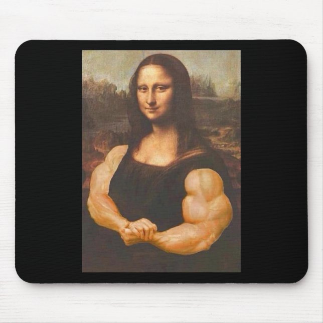 Mona Lisa Bodybuilding Muscle Gym Workout Outfits  Mouse Pad (Front)