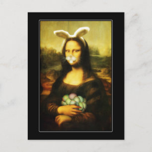 Mona Lisa Bunny Ears Easter Holiday Postcard
