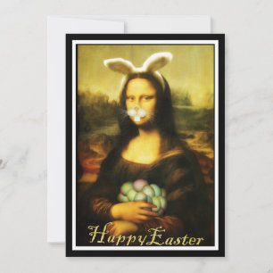 Mona Lisa Bunny Ears Easter Invitation