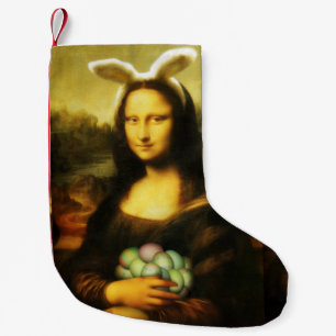 Mona Lisa Bunny Ears Easter Small Christmas Stocking