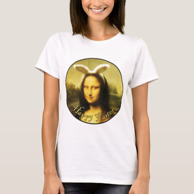 Mona Lisa Bunny Ears Easter T-Shirt (Front)