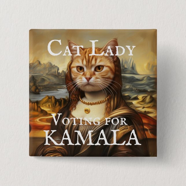 Mona Lisa Cat for Kamala Button (Front)