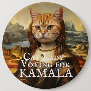 Mona Lisa Cat for Kamala Button
