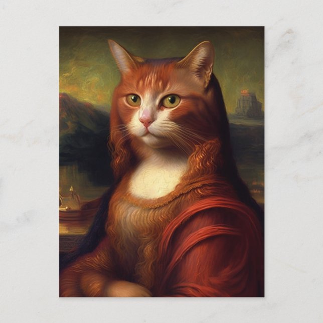 Mona Lisa Cat Postcard (Front)