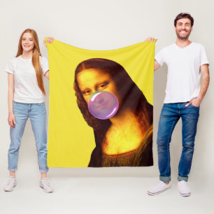 Mona Lisa Chewing gum Bubble Fleece Blanket
