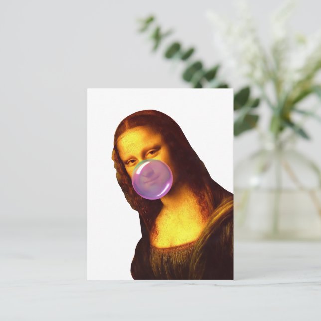 Mona Lisa Chewing gum Bubble Holiday Postcard (Standing Front)