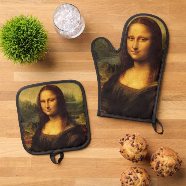 Mona Lisa classic art  Oven Mitt & Pot Holder Set (Top Down)