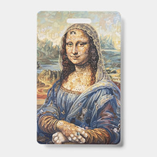 Mona Lisa collage art made with cat faces ID Badge
