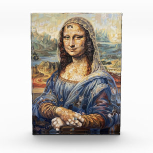 Mona Lisa collage art made with cat faces Photo Block