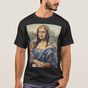 Mona Lisa collage art made with cat faces T-Shirt