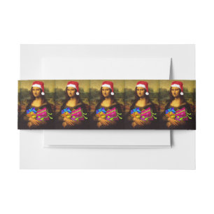Mona Lisa Comes As Santa Claus Invitation Belly Band