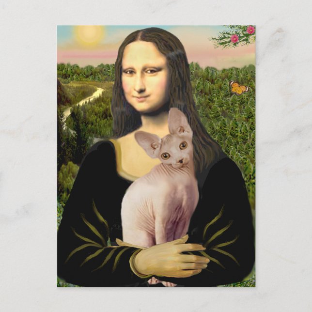 Mona Lisa - Cream Sphynx cat Postcard (Front)