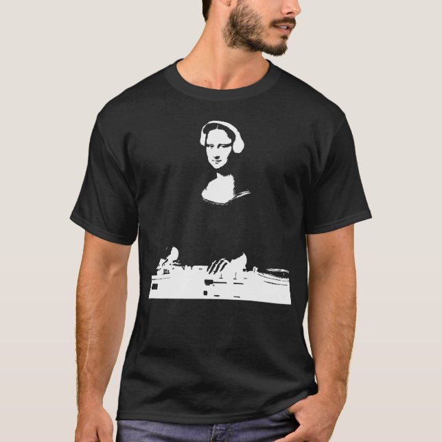 Mona Lisa Dj Art - Funny Edm Techno Rave Music T-Shirt (Front)